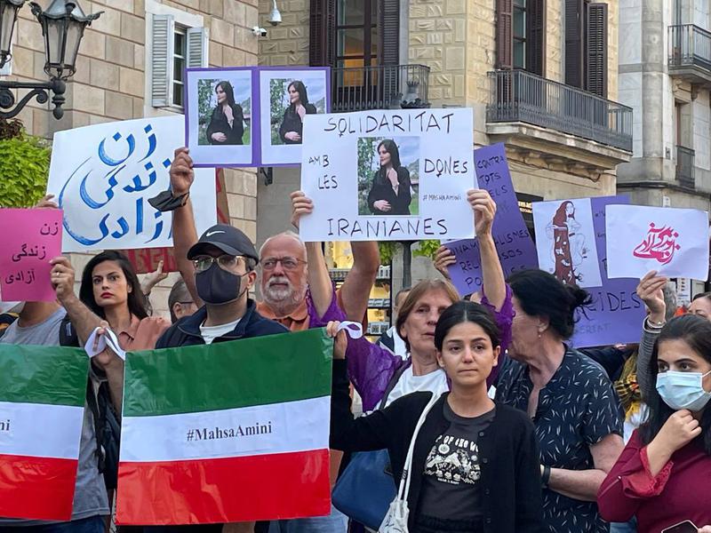 A protest in Barcelona against the death of young Iranian woman Mahsa Amini 