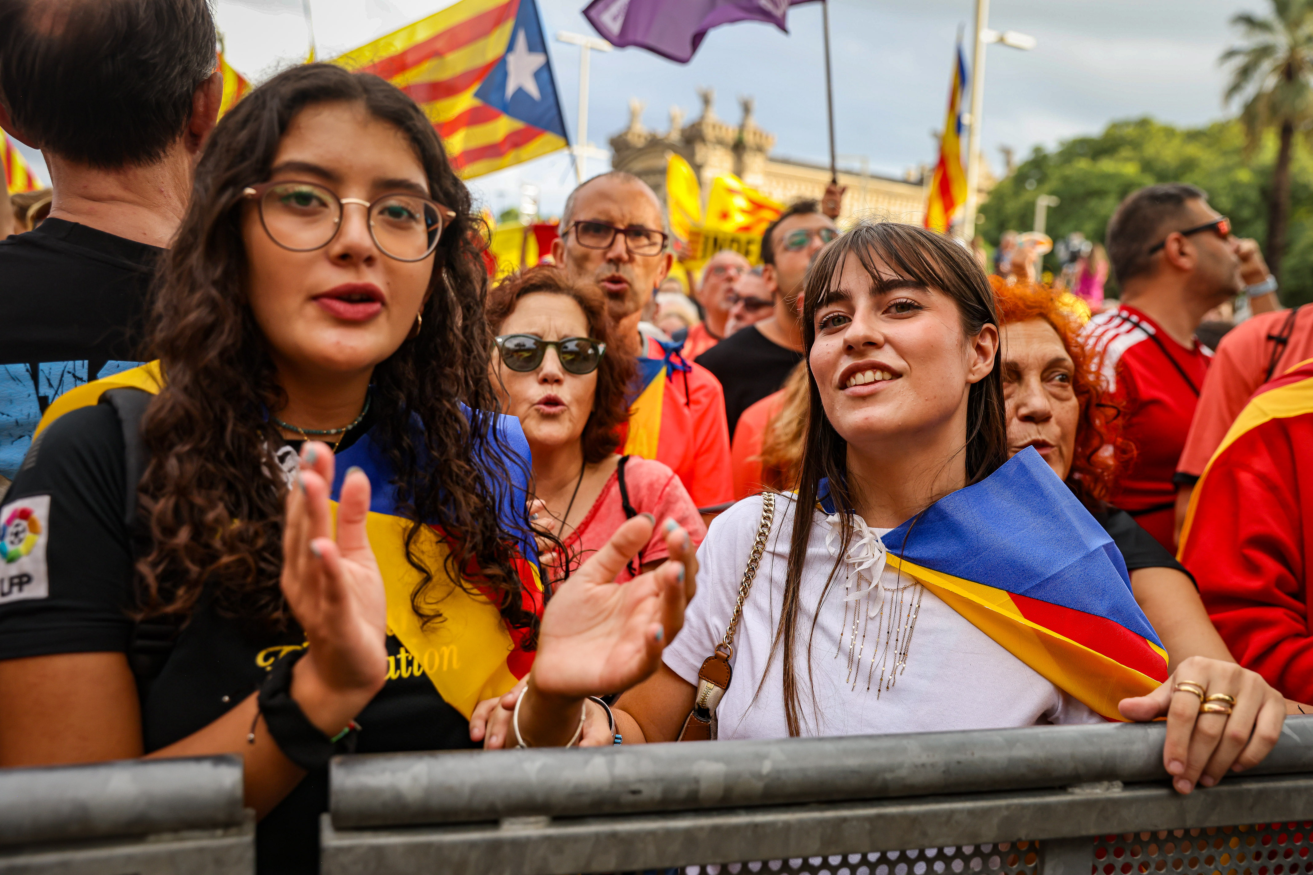 Pro-independence protesters in Barcelona