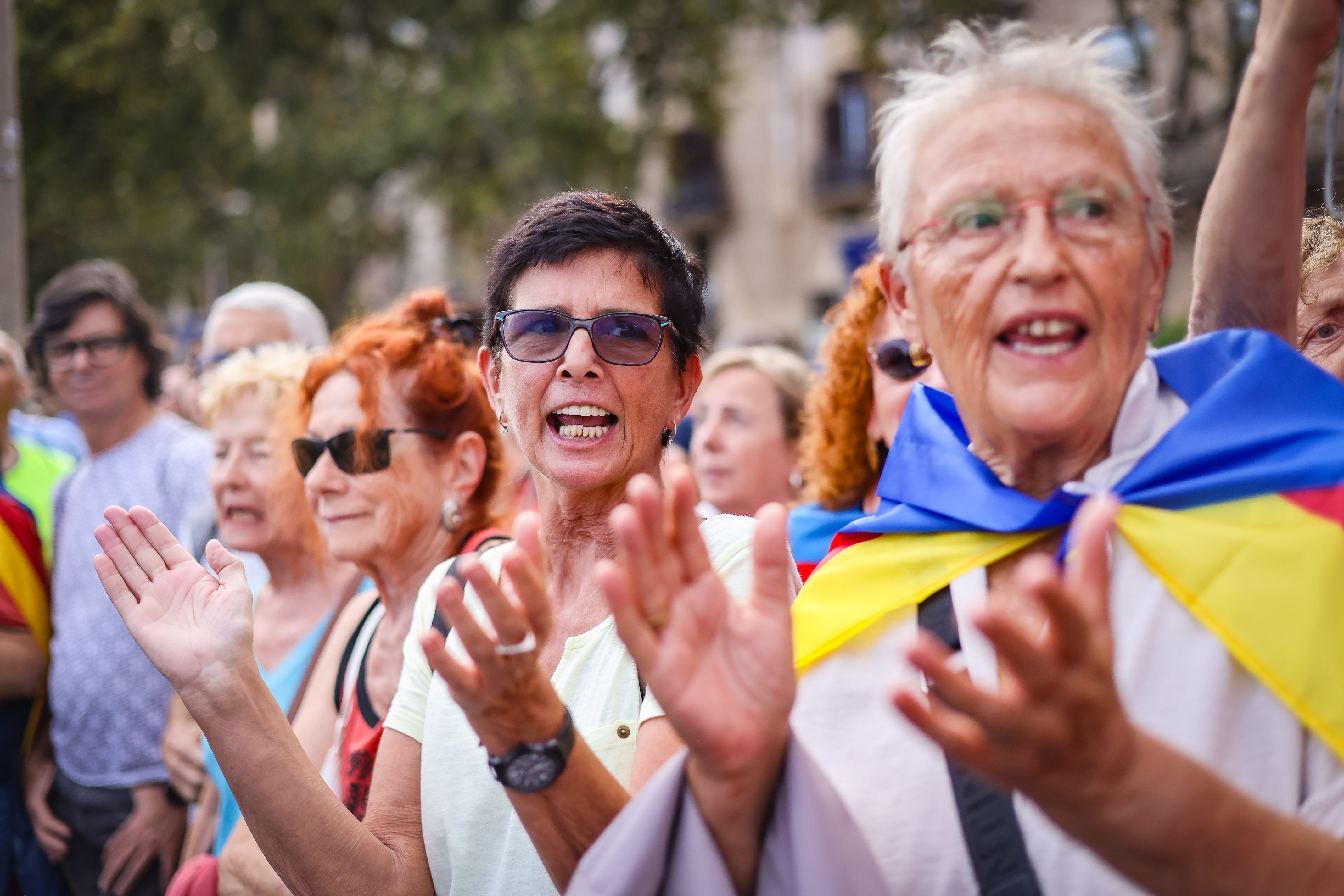 Pro-independence supporters at the rally in Barcelona
