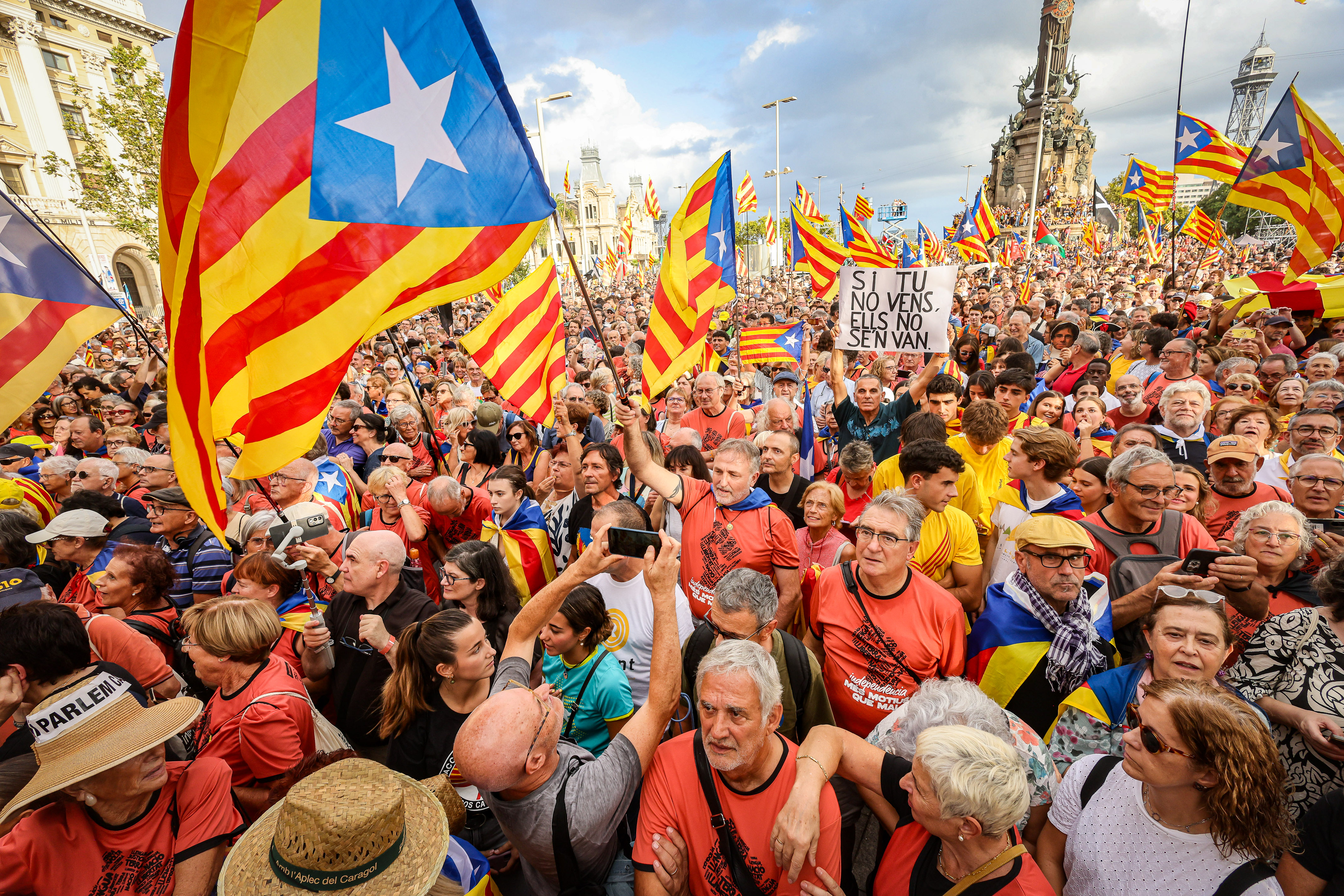 Demonstrators at the end point of the rally