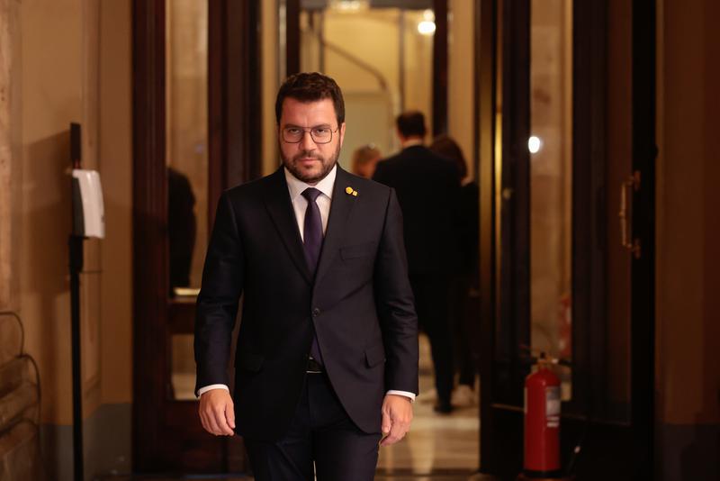 Catalan president Pere Aragonès in parliament during the general policy debate on September 27, 2022