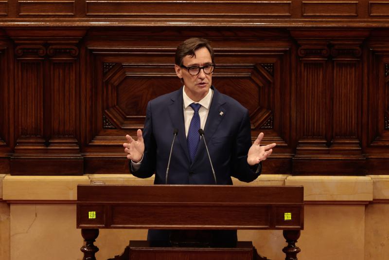 Leader of the Catalan Socialists, Salvador Illa, speaking in the Catalan parliament during the general policy debate, September 27, 2022