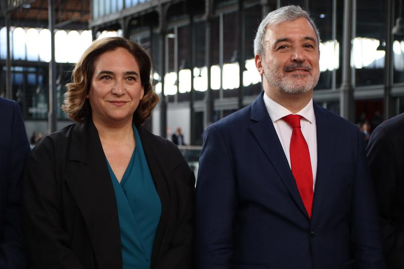 Ada Colau and Jaume Collboni ahead of an electoral debate on April 24, 2023