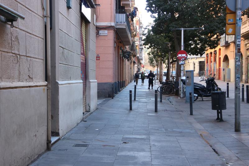 Barcelona's Blai street, in Poble-sec neighborhood, where a man was shot dead in the early hours of December 24, 2023