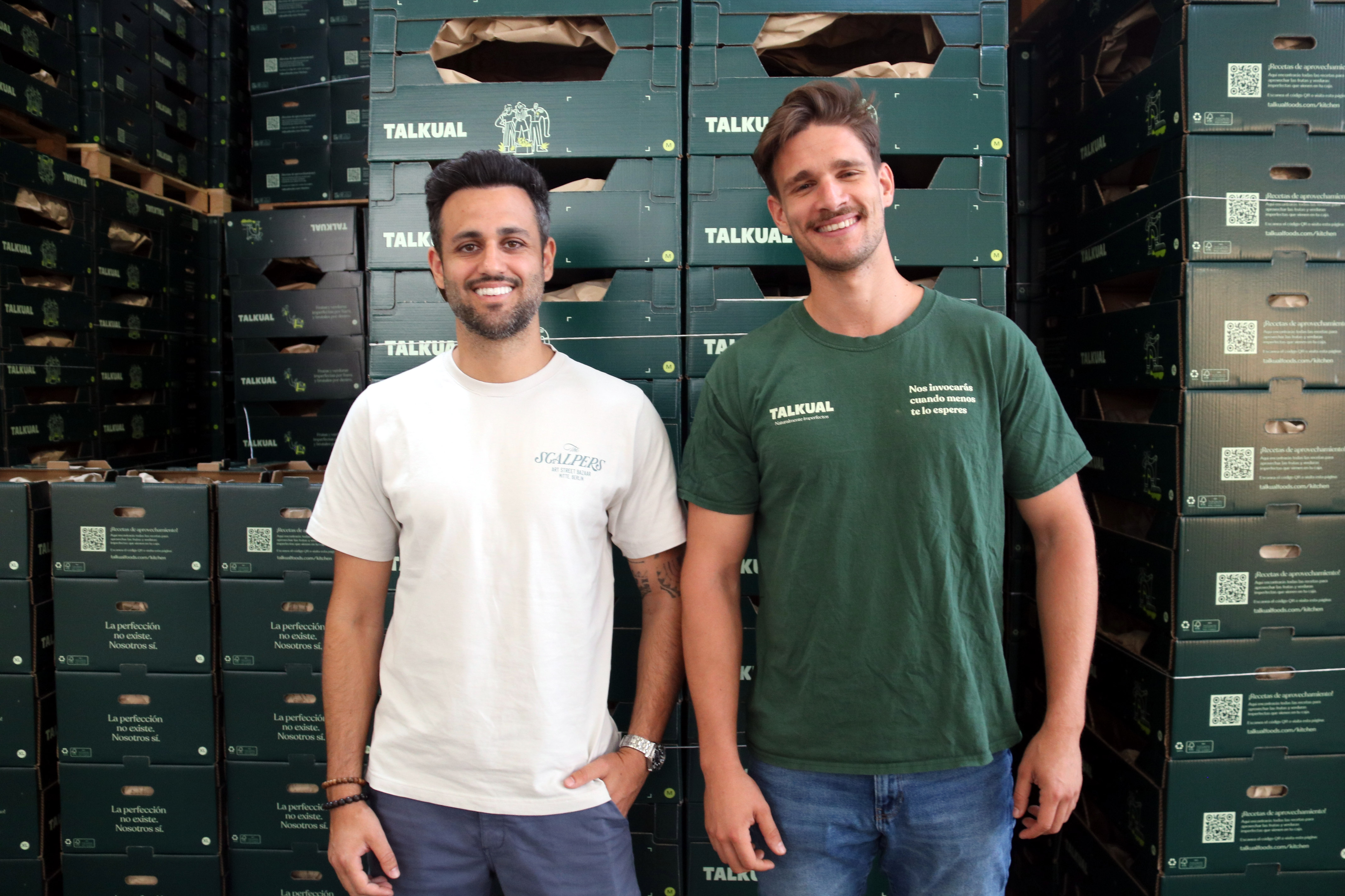 The two founders of Talkual, Marc Ibós and Oriol Aldomà, at the company’s facilities in Bellpuig