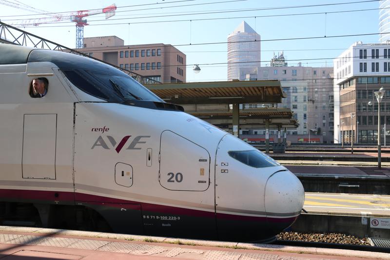 Renfe high-speed train at Lyon station in France.