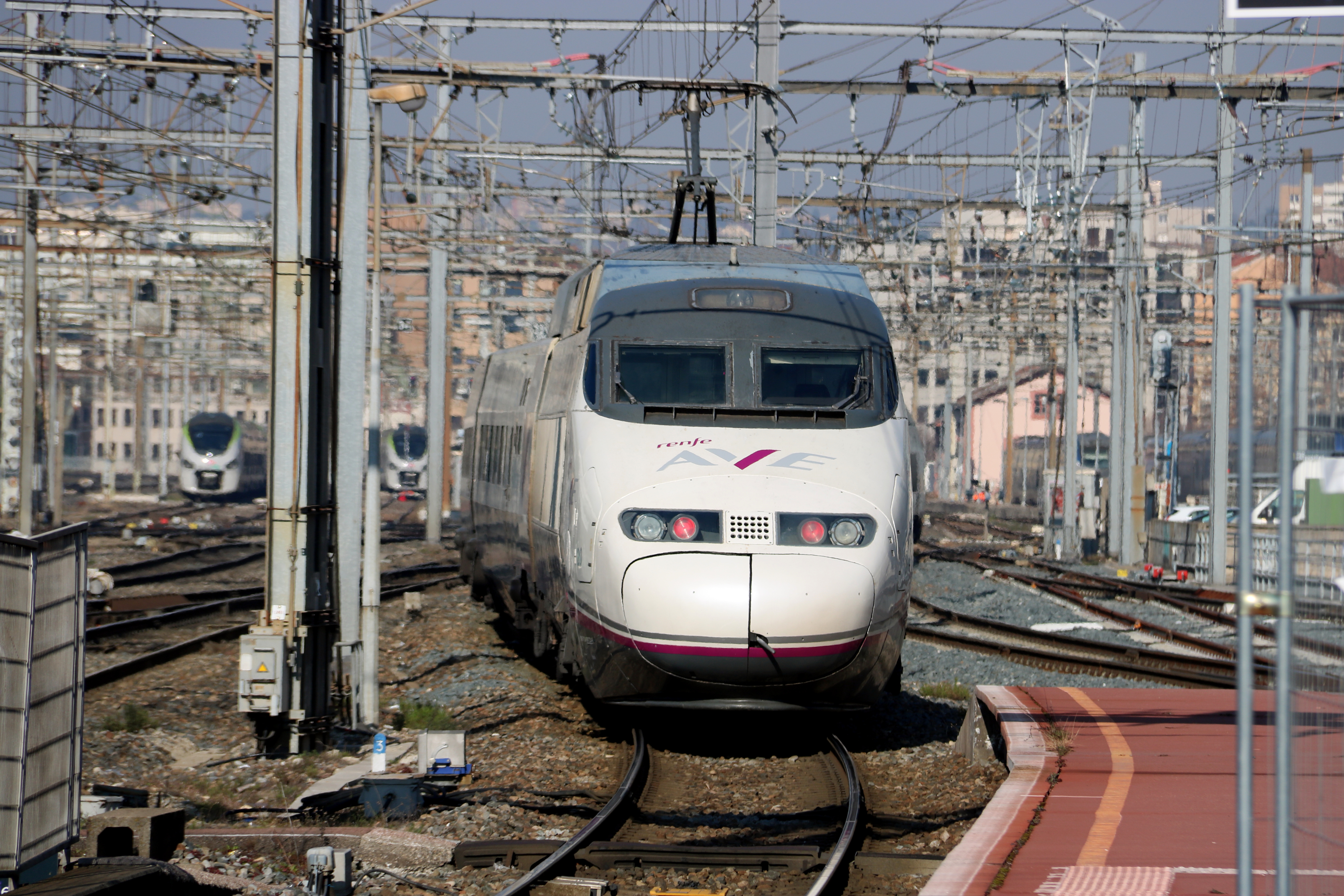 Spain's Renfe high-speed train leaving France's Lyon train station on February 13, 2023