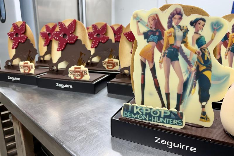 Chocolate figurines from 'Stranger Things' and 'KPop Demon Hunters'
