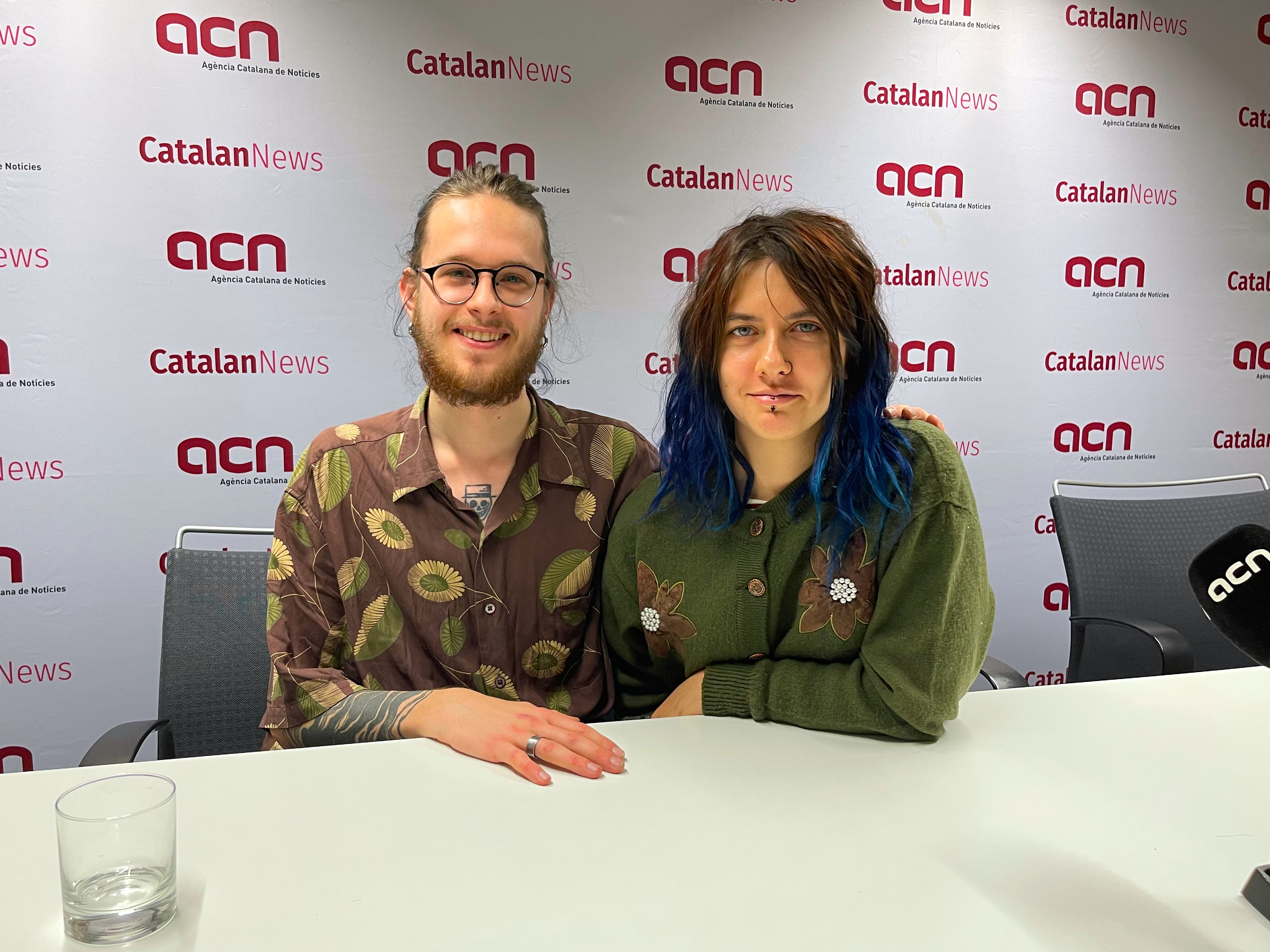 Russians Nikita Kazantcev and Anna Shevchenko during their interview with Catalan News