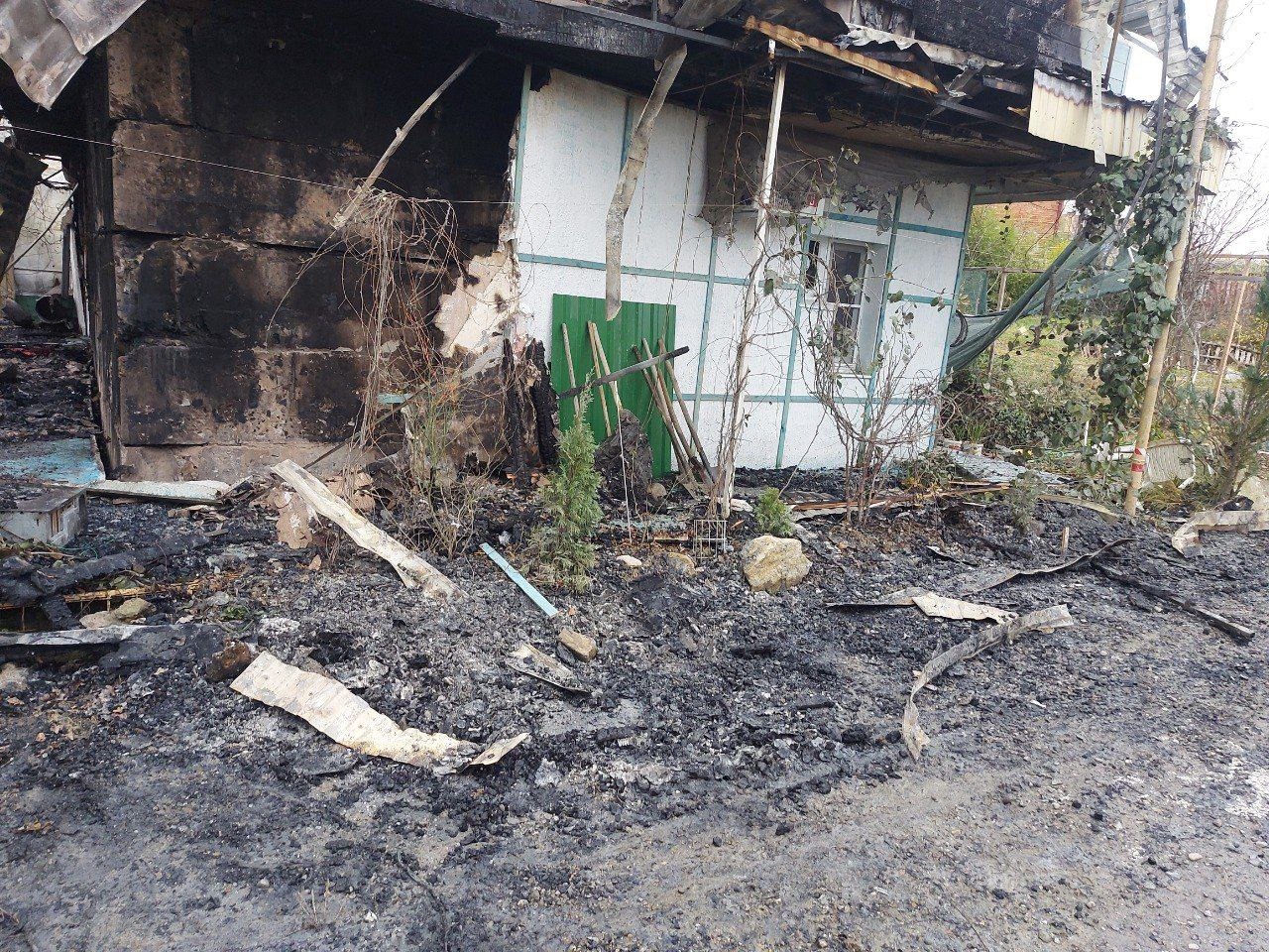 Andrei Paniushkin's house in the Krasnodar area of Russia after it was burned