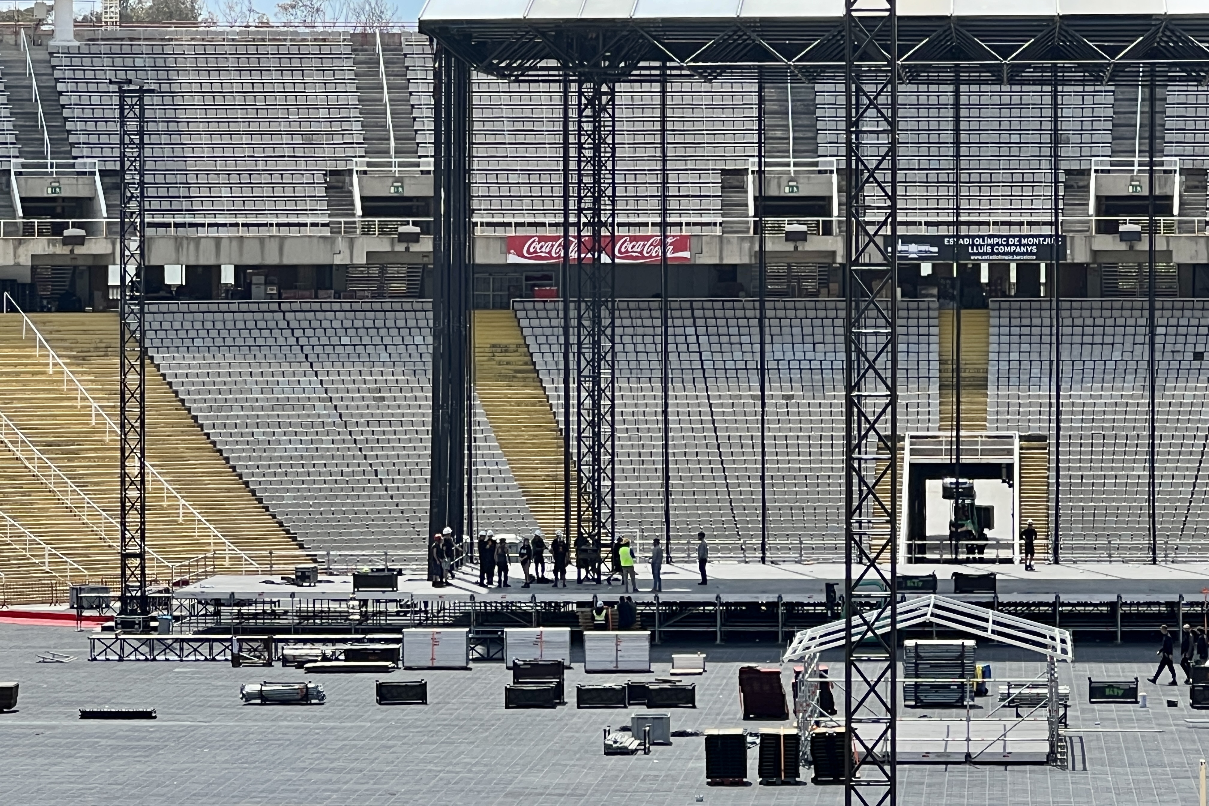 Bruce Springsteen will perform two concerts at the Olympic Stadium in Barcelona, where the stage is being prepared