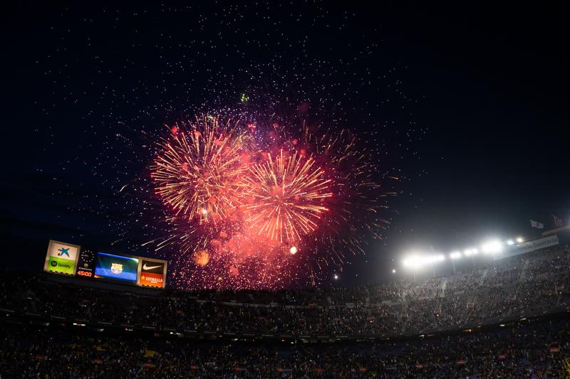 Fireworks over FC Barcelona's Camp Nou to mark the last match played at the iconic stadium before it is renovated 