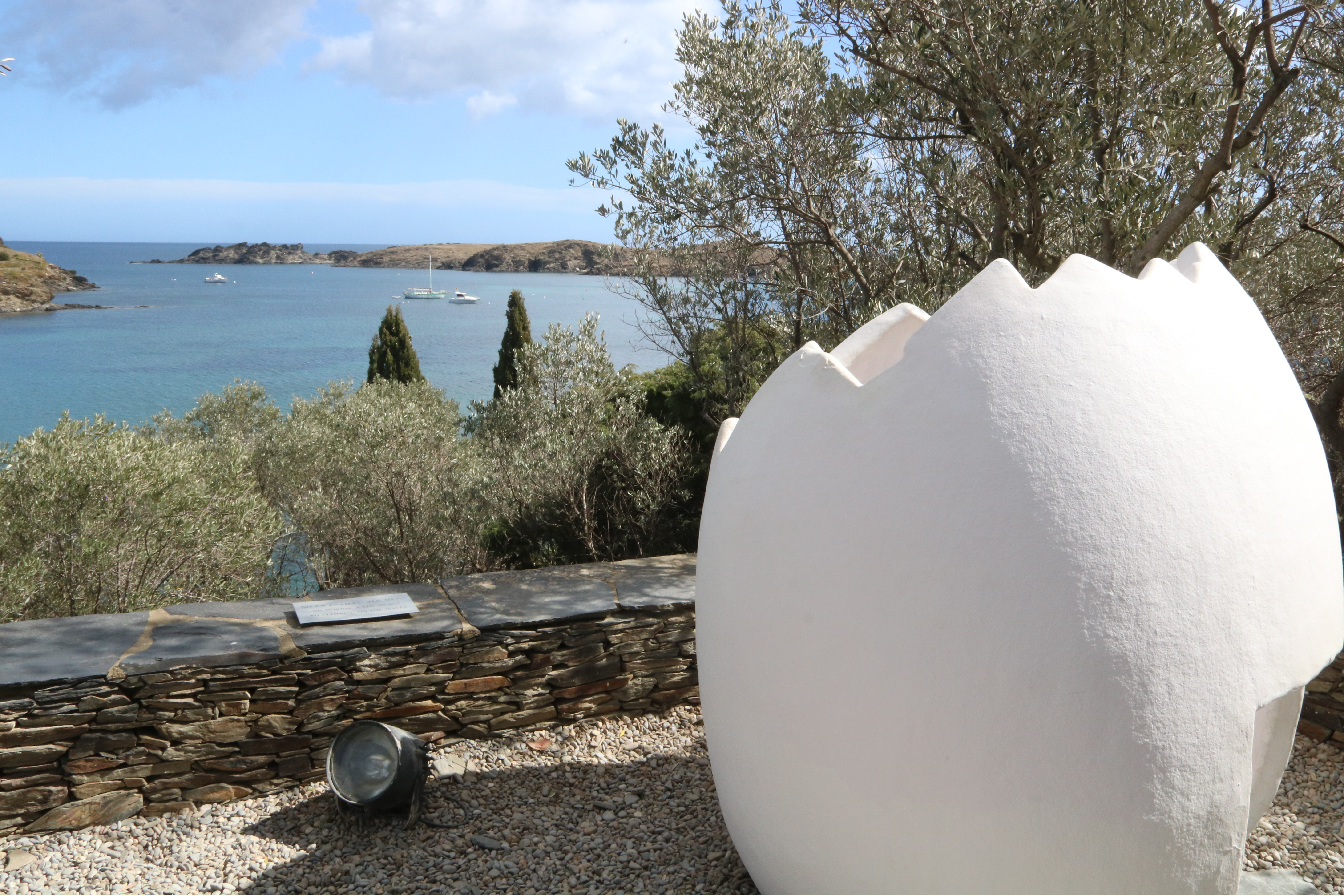 The broken egg, one of Salvador Dalí's most famous pieces, installed in his 'Casa-Museu,' in Portlligat, Cadaqués