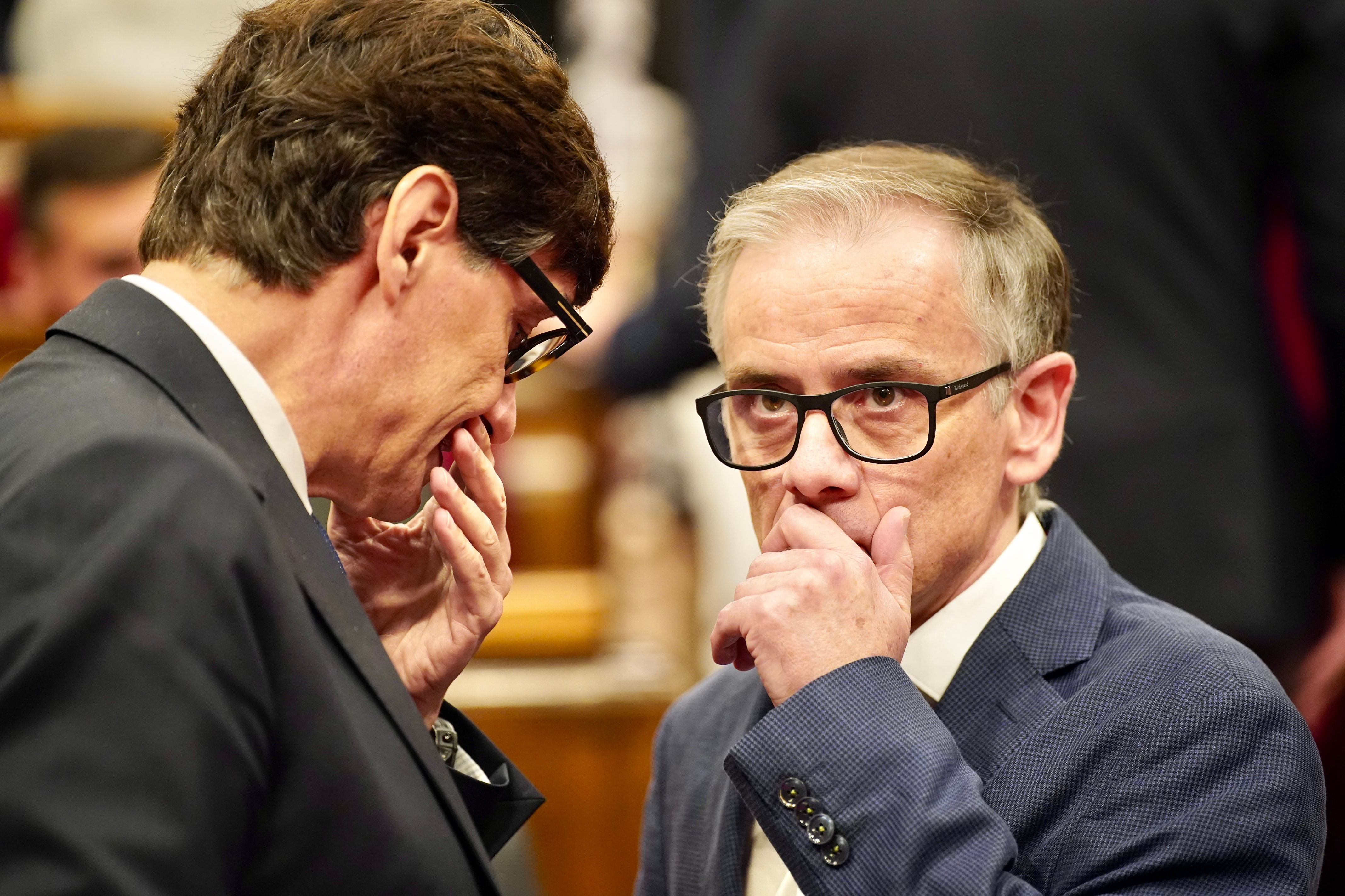 President Salvador Illa with Esquerra's president in Parliament Josep Maria Jové.