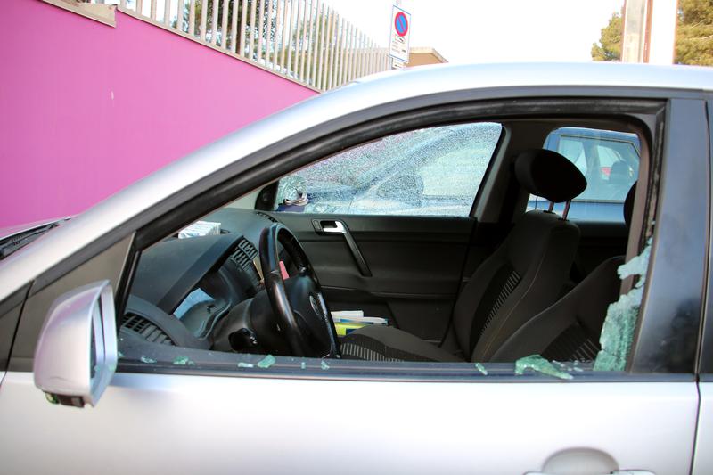 One of the cars damaged by the shooting in Salou