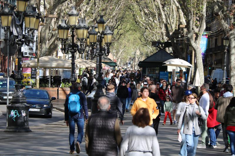 Tourists on Barcelona's La Rambla