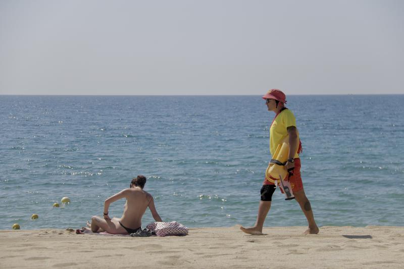 A lifeguard on duty at the beach in Mataró.