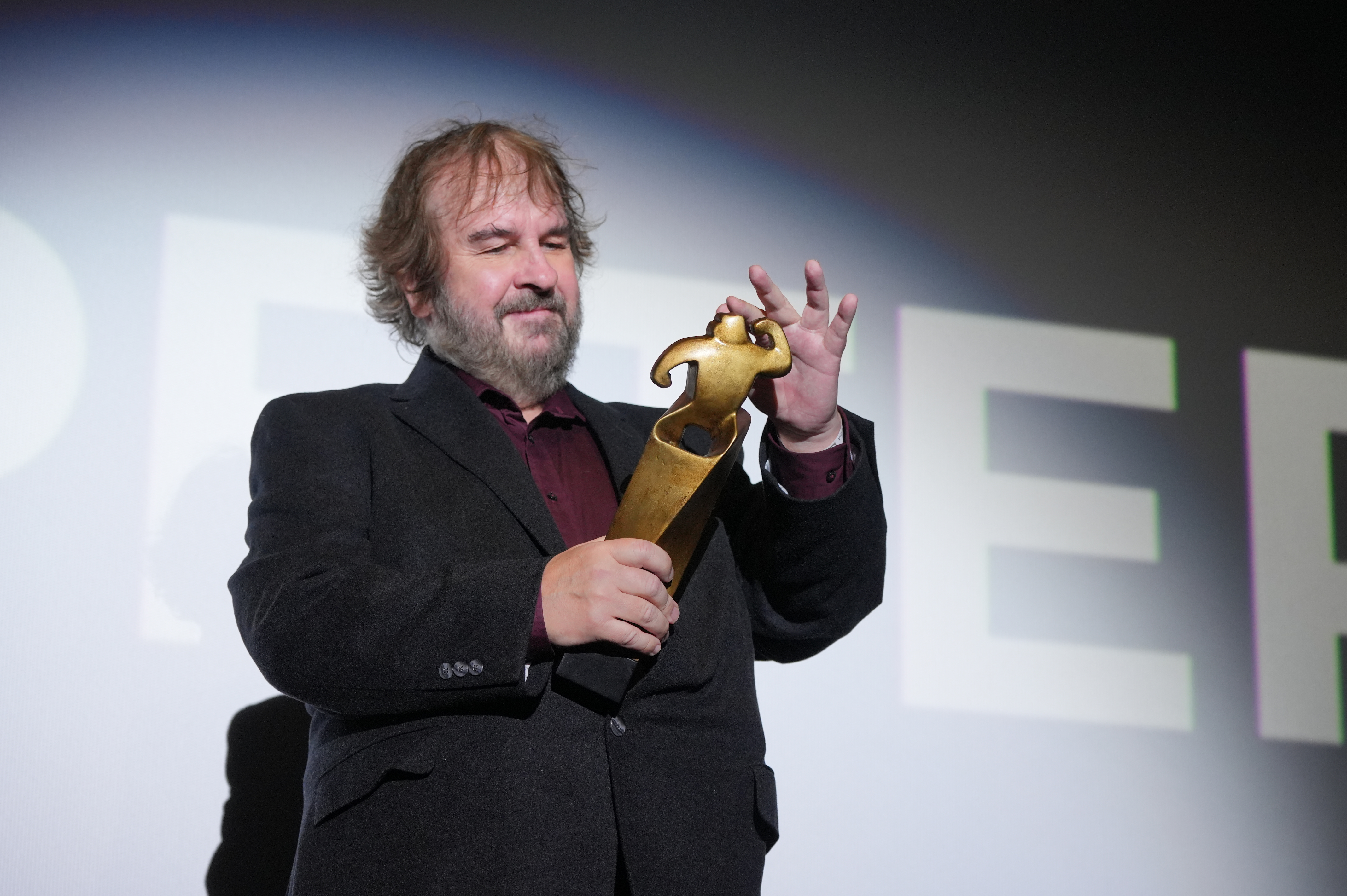 Film director Peter Jackson with the Sitges Film Festival's Grand Honorary Award