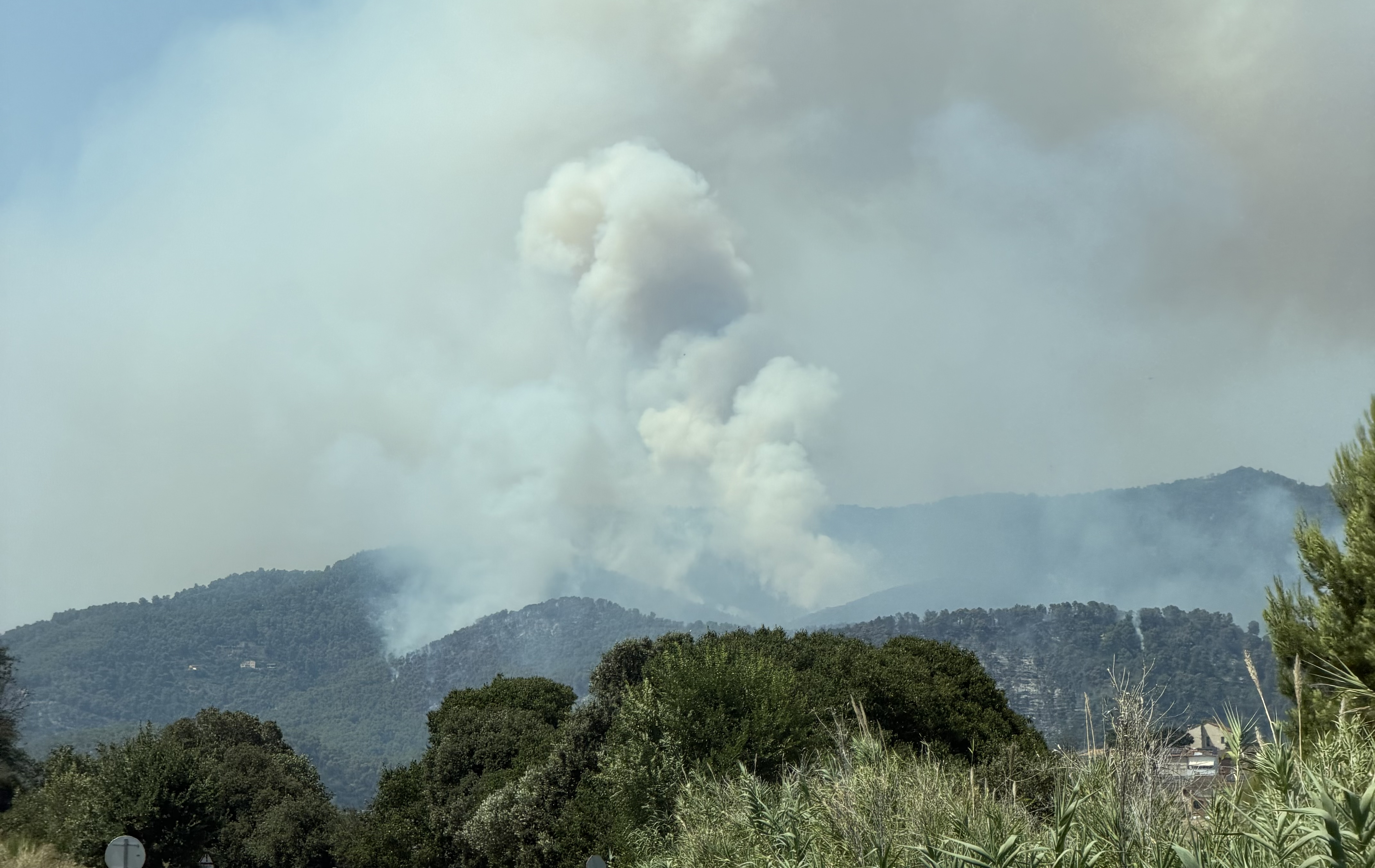 The Sentmenat wildfire on its second day burning