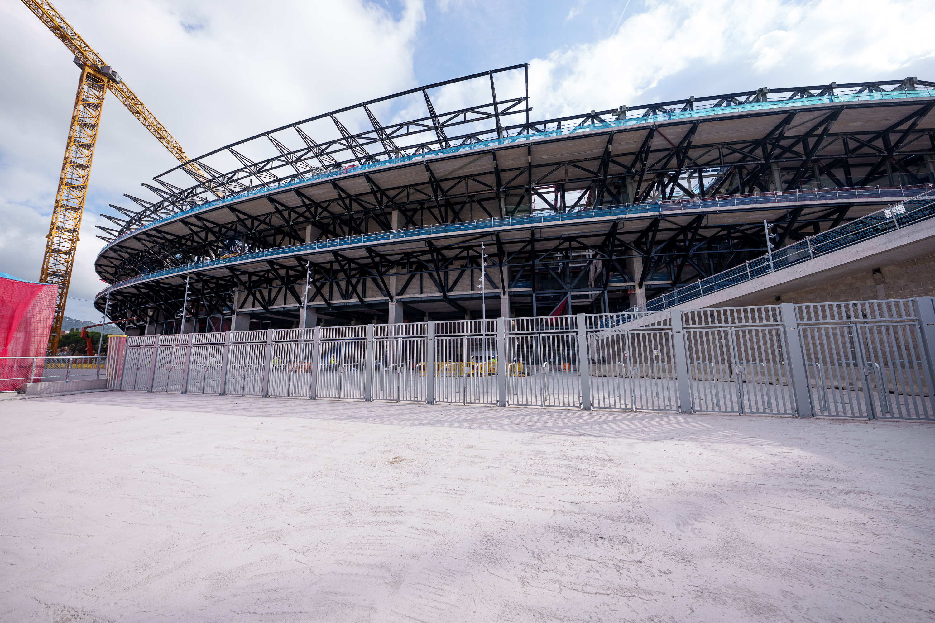 Façade of FC Barcelona's Spotify Camp Nou during construction work in September 2025