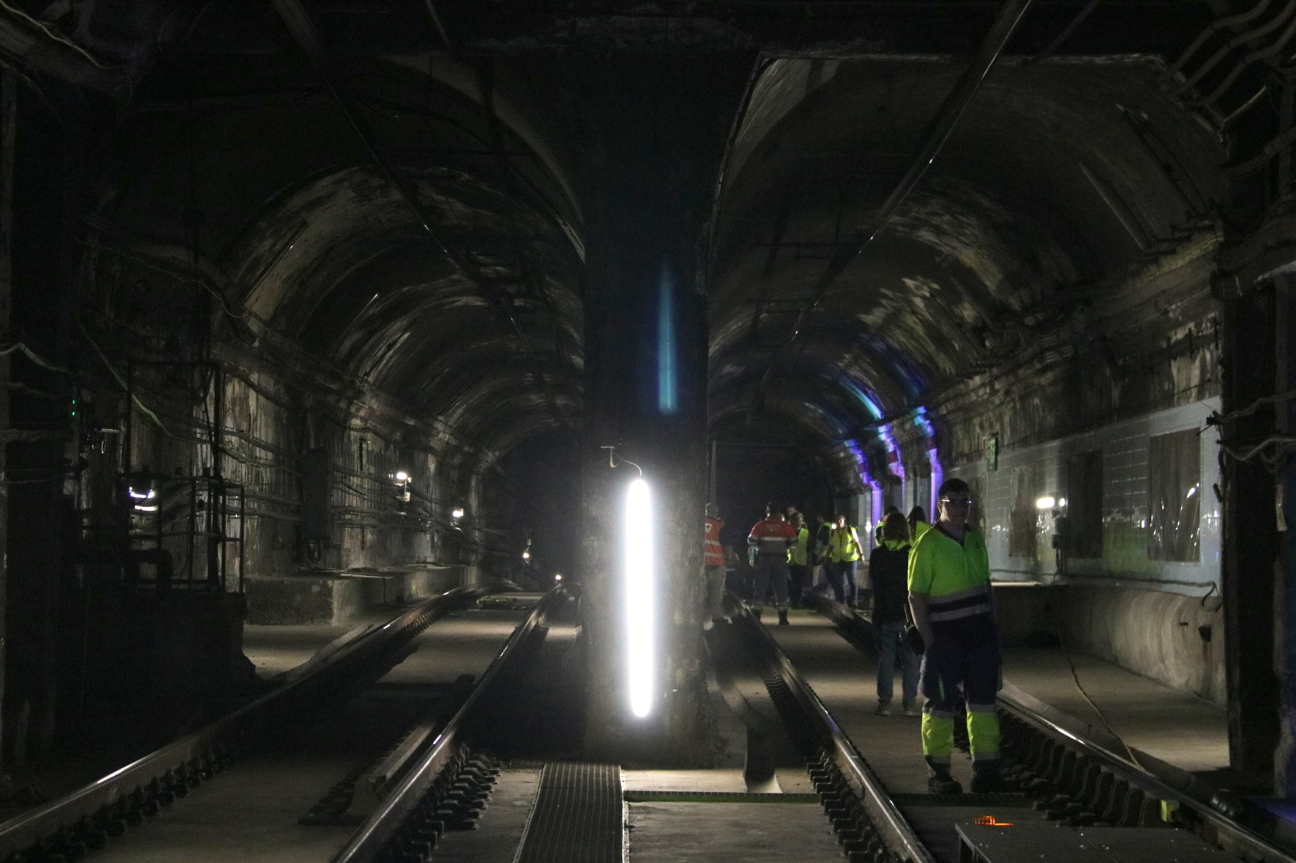 Barcelona metro tracks with the old station of Correus during a visit coinciding with the network’s centenary on October 21, 2025
