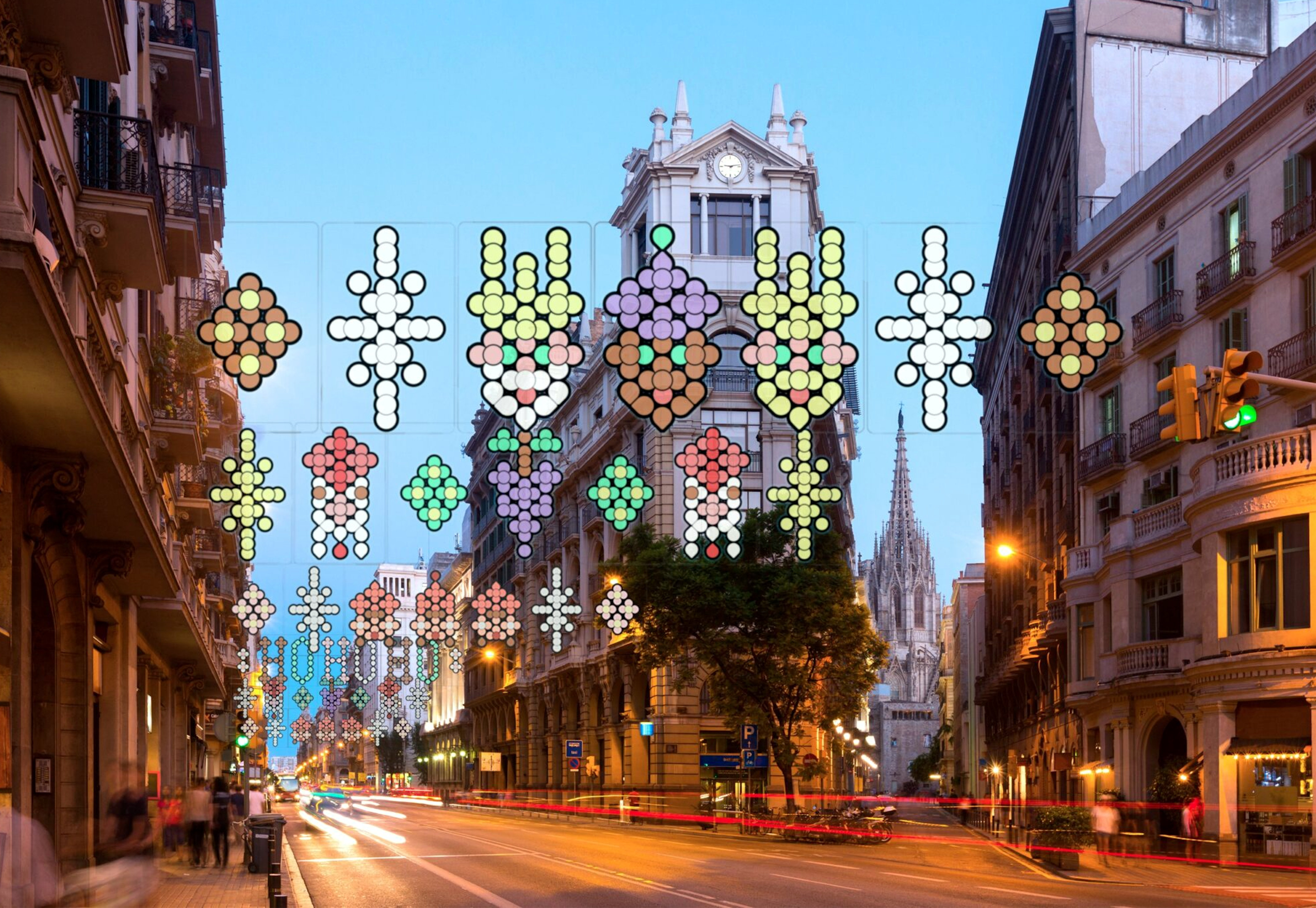 Recreation of the Christmas lighting on Via Laietana