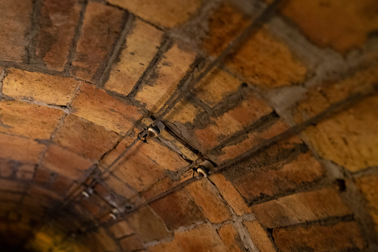 Details of electric cables inside the new raid shelter opened in the Torre de la Sagrera building in Barcelona