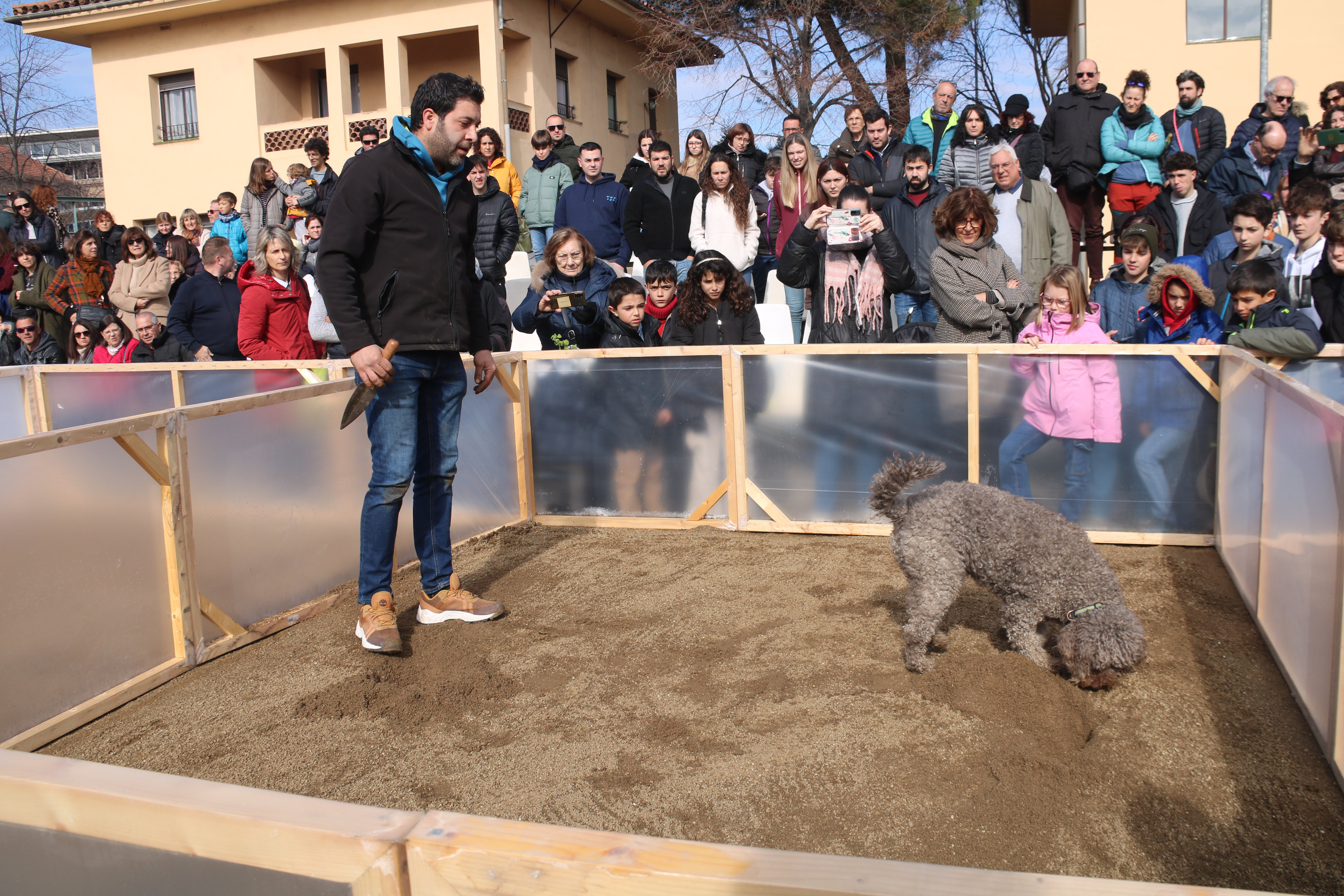 One of the participants with his dog during the competition.