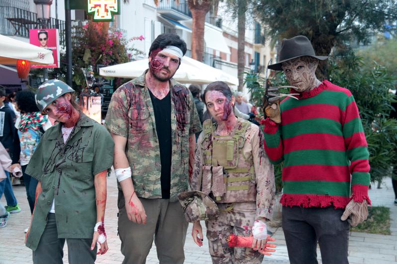 Participants getting ready for Sitges Zombie Walk before the annual parade 