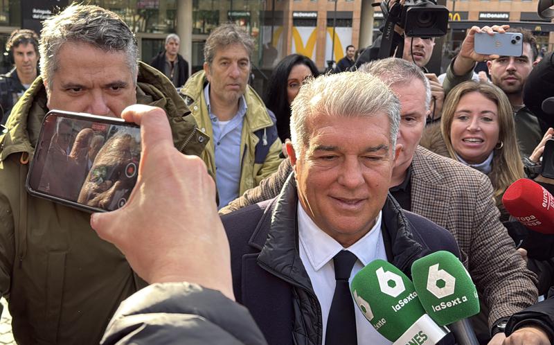 FC Barcelona president Joan Laporta leaves the Palace of Justice courthouse after testifying in the 'Negreira case', December 12, 2025