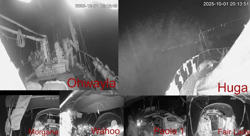 Live stream of several vessels of the Global Sumud Flotilla on Wednesday evening