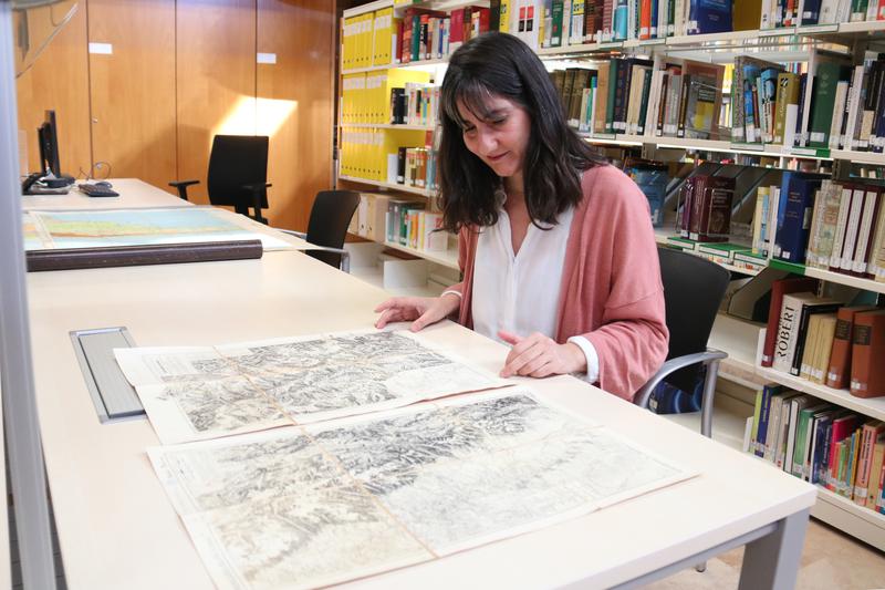 Noelia Ramos with the Andes maps used in 'Society of the Snow
