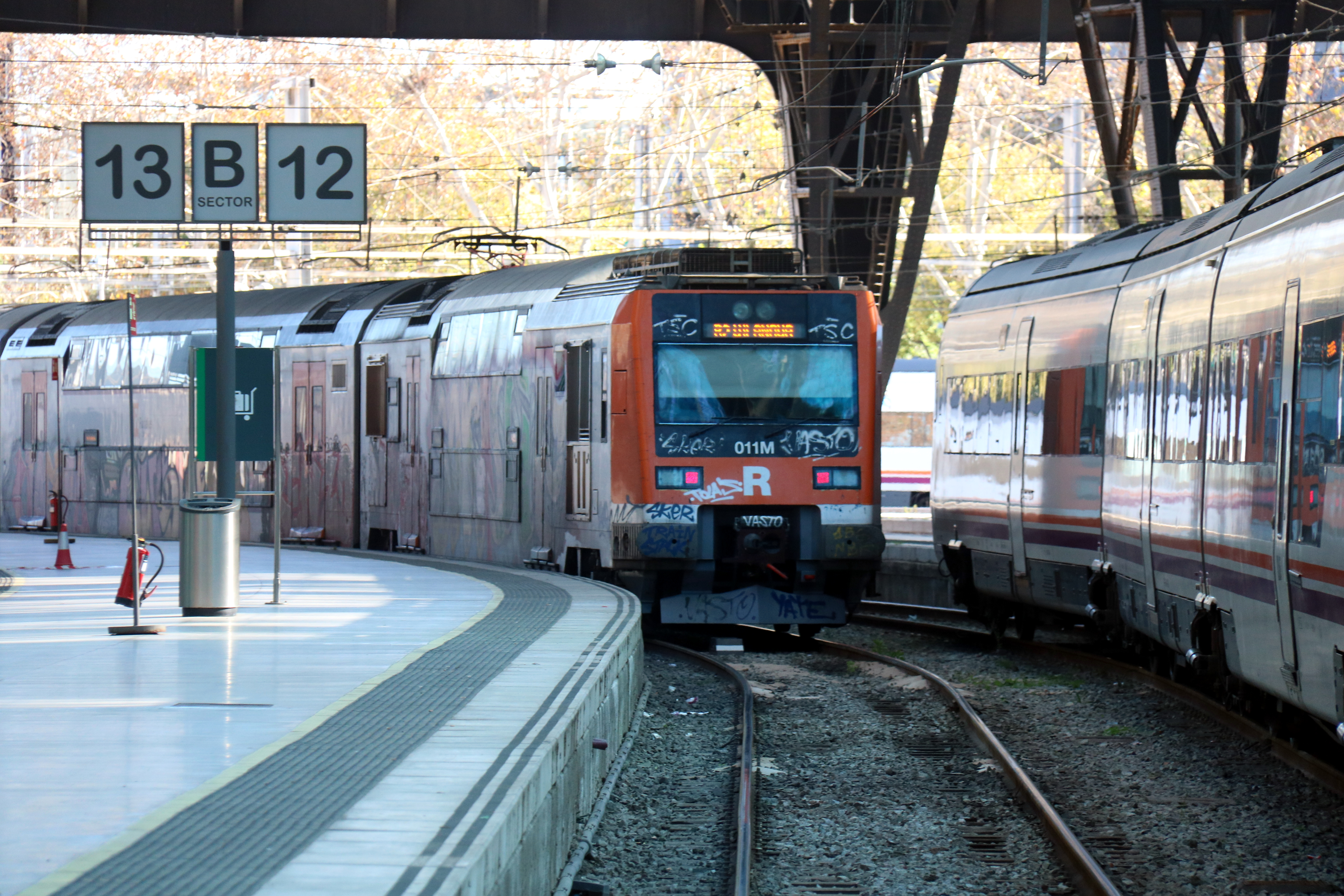 A Rodalies train in Estació de França in Barcelona