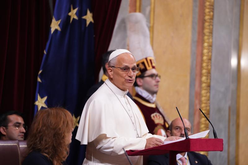 Pope Leo XIV delivers his speech to the Spanish Congress