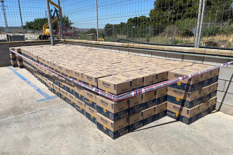 Mossos d'Esquadra police found 8,800 bottles of Corona beer at an abandoned truck