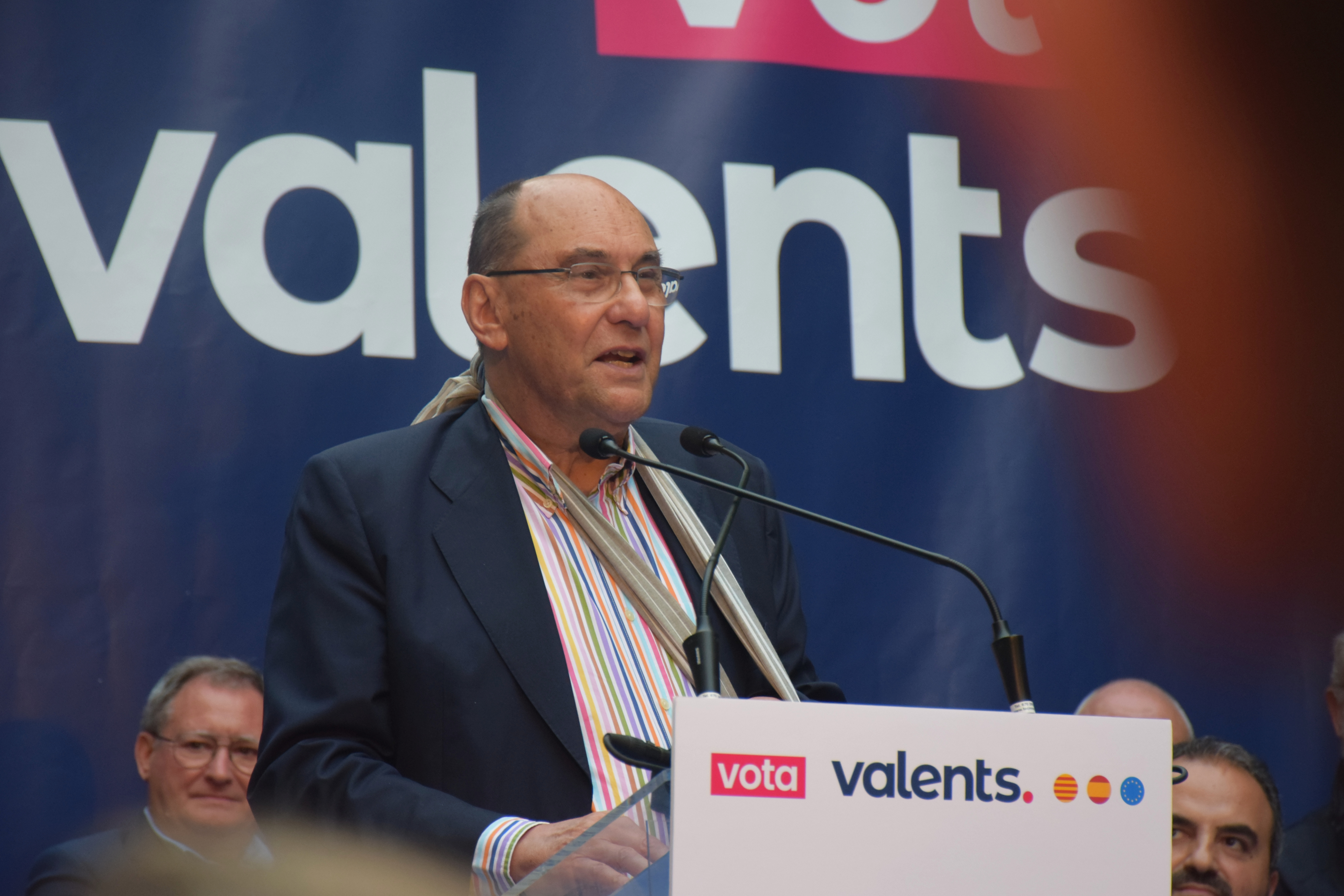 Former Catalonia's People's Party president and founder of far-right Vox, Alejo Vidal-Quadras, during a right-wing Valents party campaign event in Barcelona