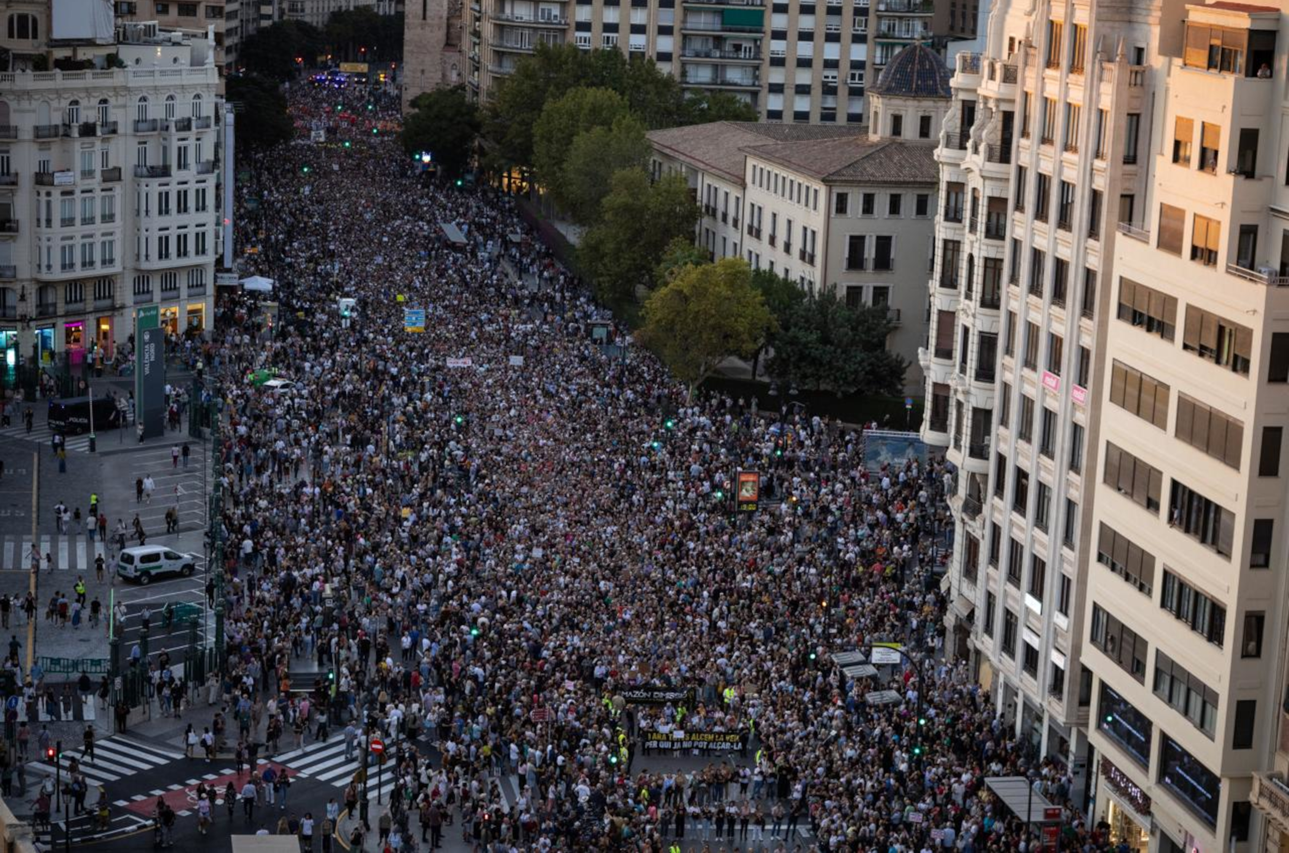 Aerial view of the demonstration in Valencia