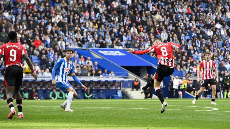 Catalan Espanyol football team facing Athletic Bilbao during a LaLiga game on Feburary 16, 2025 in the RCDE Stadium