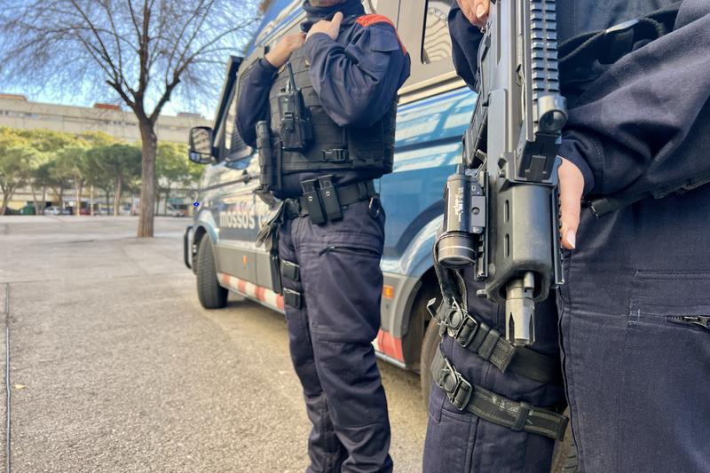 Catalan police officers in La Mina district in Sant Adrià de Besòs