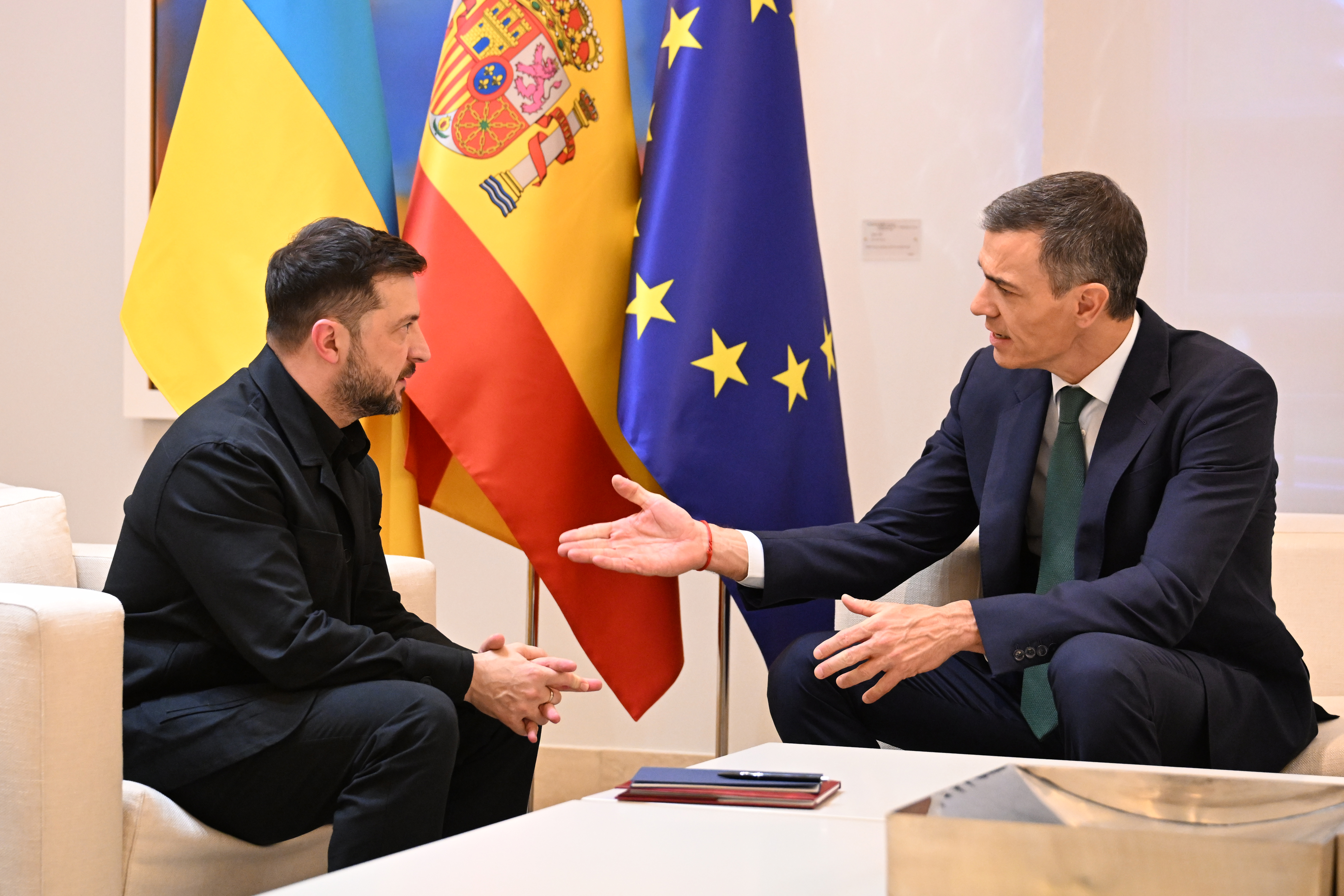 Spanish Prime Minister Pedro Sánchez and Ukrainian President Volodymyr Zelenskyy during the Ukrainian leader's visit to Madrid