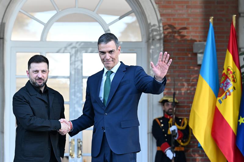 Spanish Prime Minister Pedro Sánchez and Ukrainian President Volodymyr Zelenskyy during the Ukrainian leader's visit to Madrid