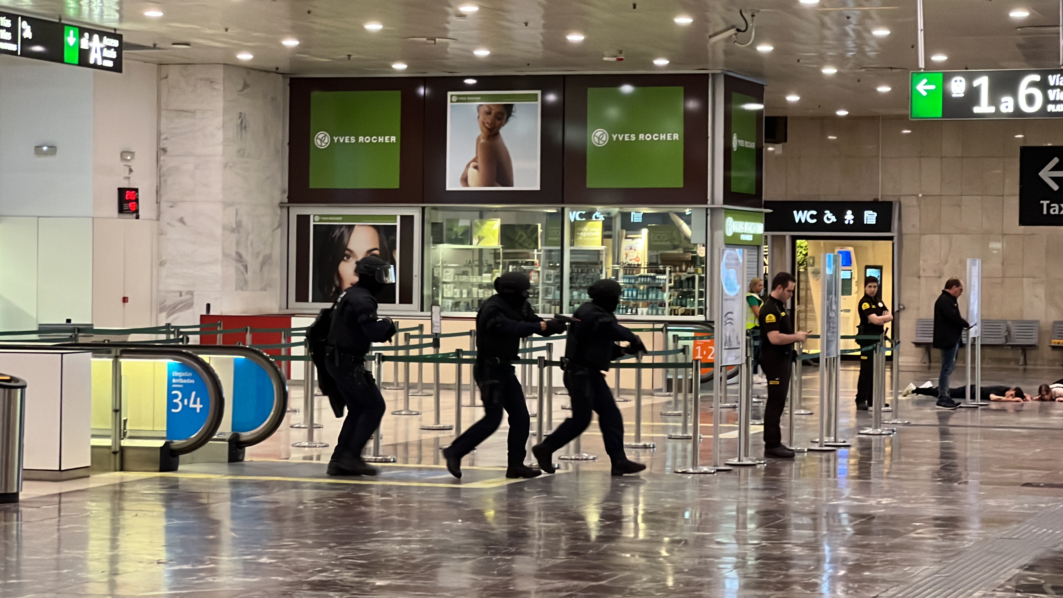 Mossos d’Esquadra police in Sants train station during an anti-terrorist operation drills on October 27, 2023