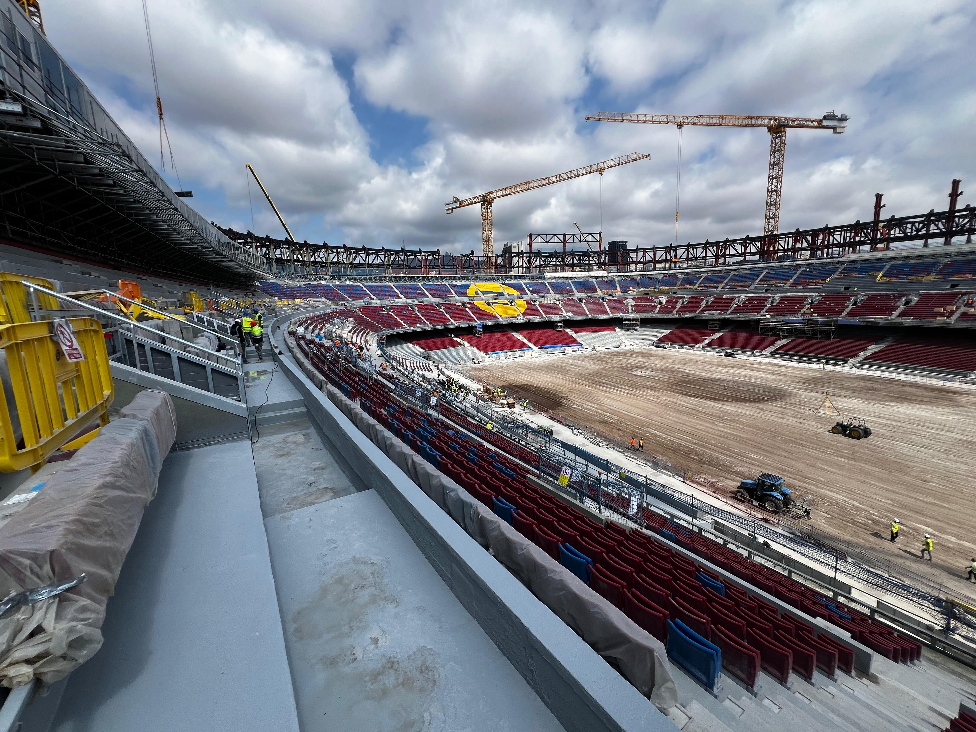 The FC Barcelona's Spotify Camp Nou stadium, with construction ongoing in April 2025