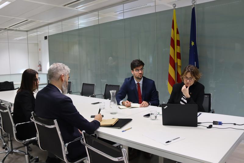Foreign action minister Meritxell Serret during the Catalan Emergency Humanitarian Aid Committee meeting