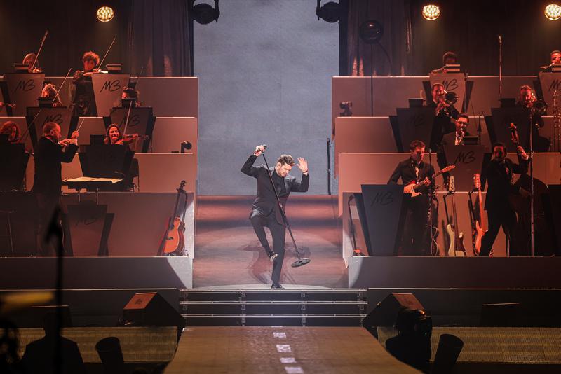 Canadian singer Michael Bublé performing at Barcelona's Palau Sant Jordi as part of his 'Higher' tour