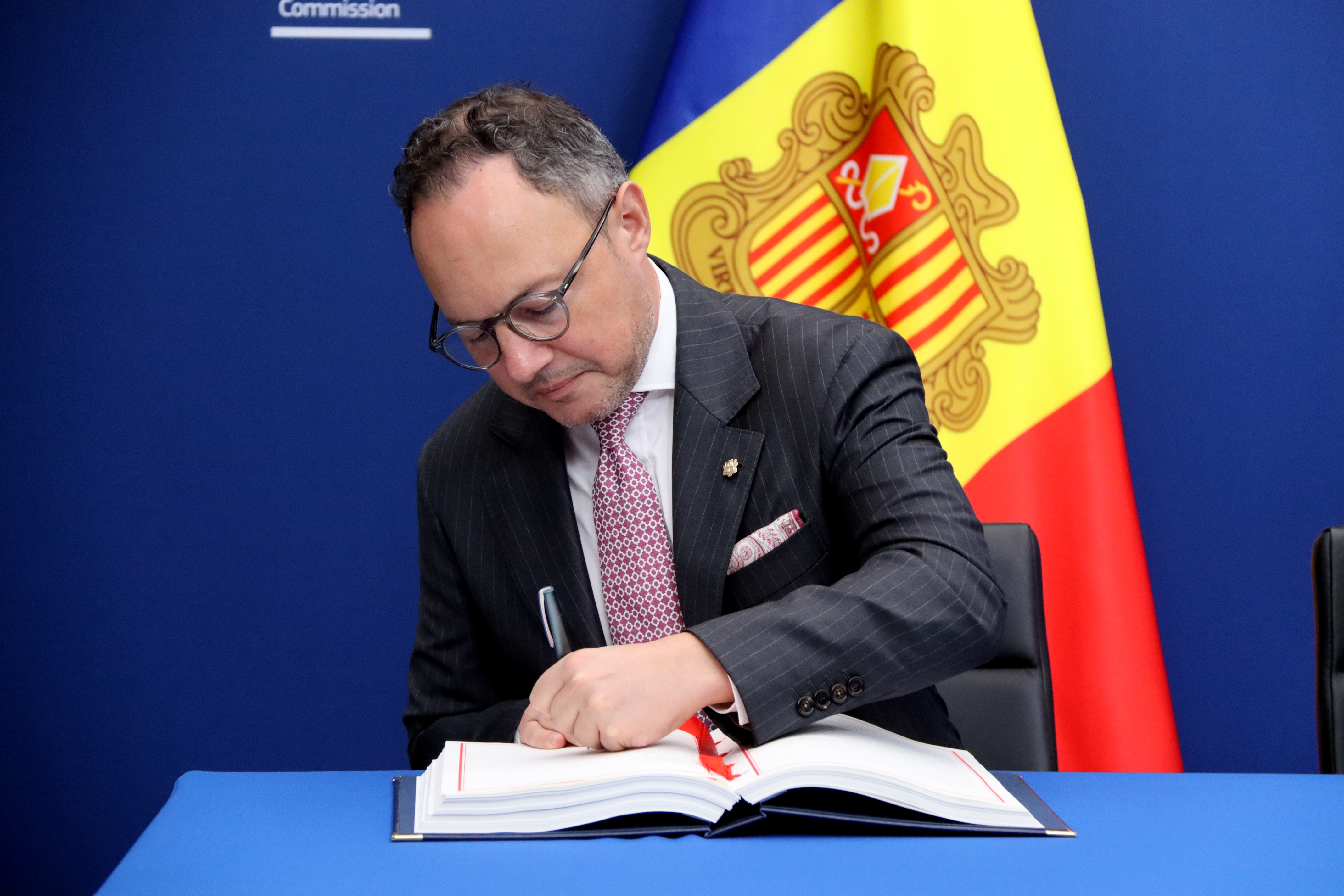 Andorran Prime Minister Xavier Espot during the signing of the EU association agreement in Brussels