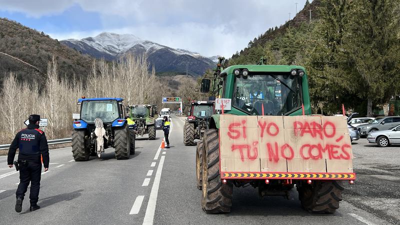 Tractors block highway during protests on Tuesday, February 27.