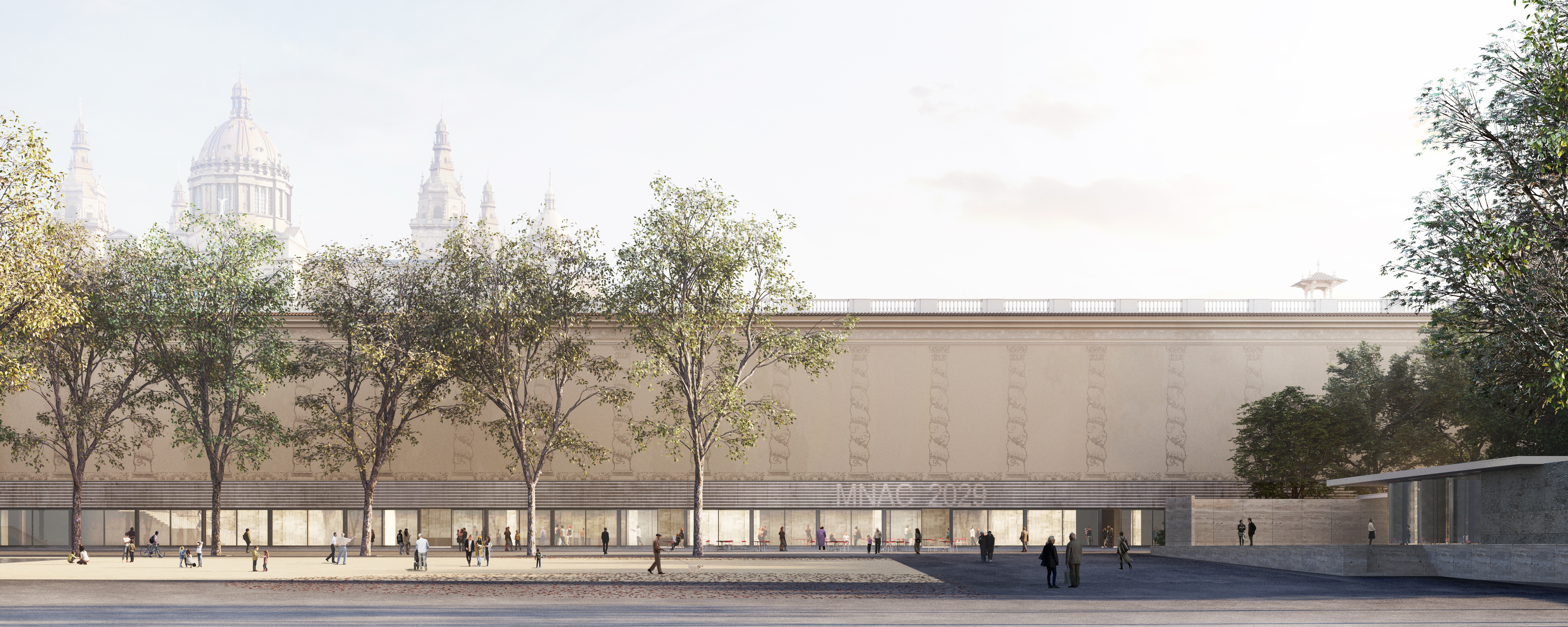 A rendering of the architectural plan for the to-be renovated Palau Victòria Eugènia, which will be the entrance to the new MNAC museum