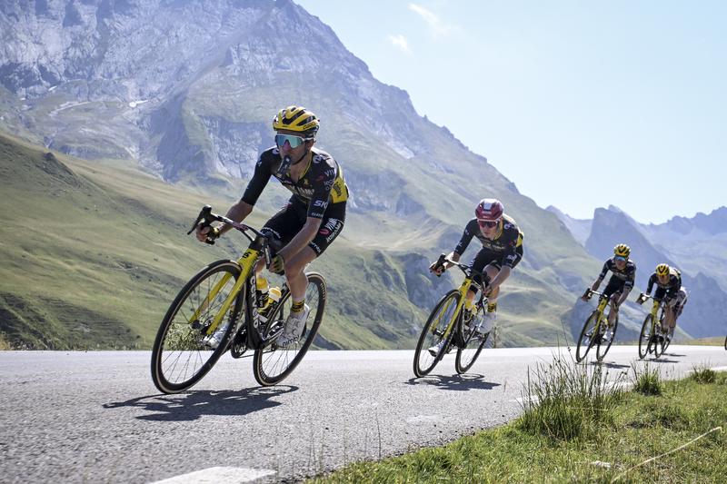 Team VISMA riders on the iconic Hautacam stage of the Tour de France
