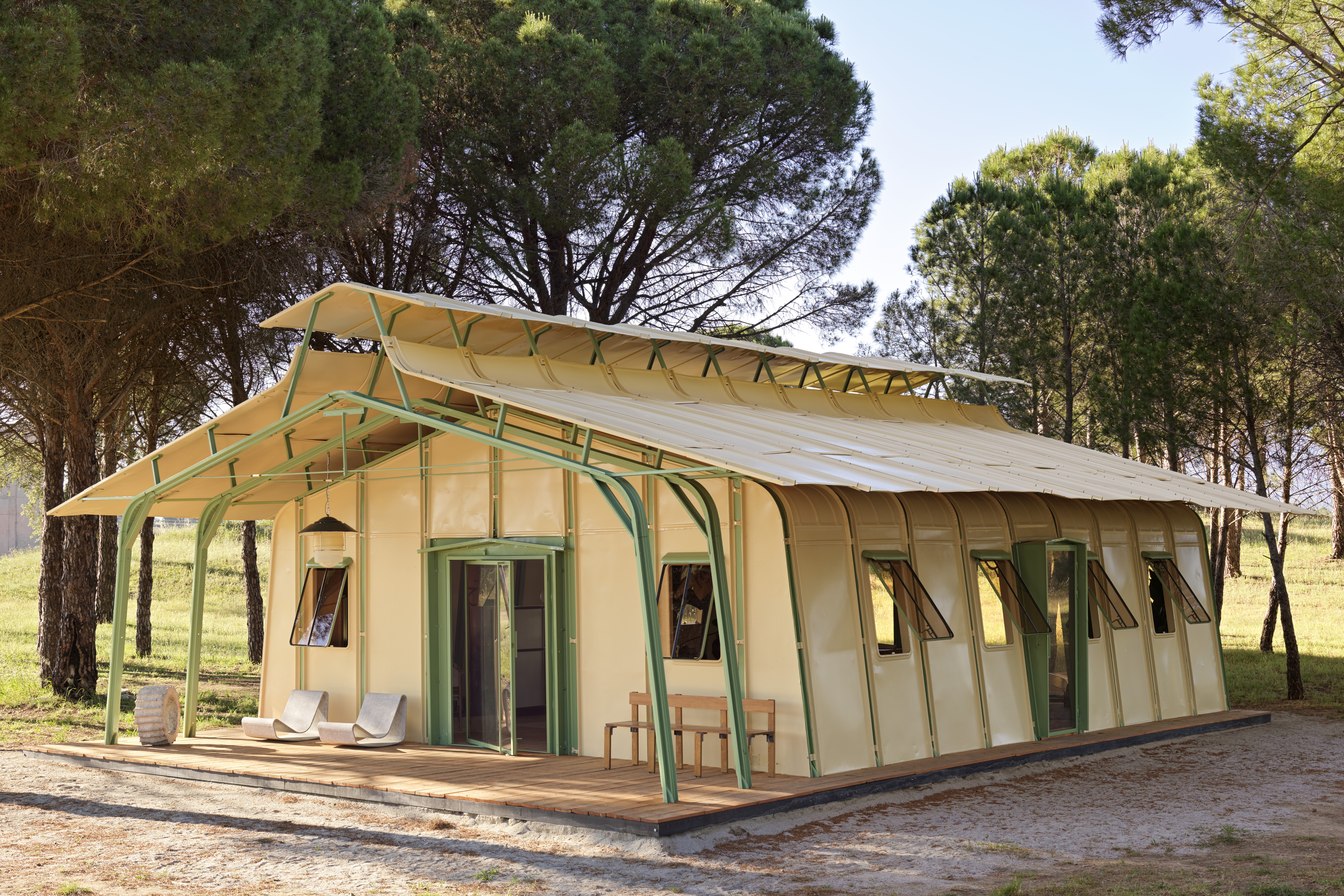 The Tropical Pavilion at the Terra Remota vineyard recovered by Clément Cividino